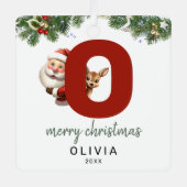 Kinderen Letter O Monogram Kerstboom  Metalen Ornament (Voorkant)