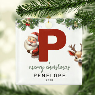 Kinderen letter P monogram kerstboom  Metalen Ornament