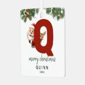 Kinderen Letter Q Monogram Kerstboom Metalen Ornament (Voorkant links)