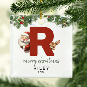 Kinderen Letter R Monogram Kerstboom Metalen Ornament