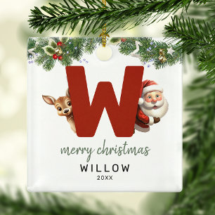 Kinderen Letter W Monogram Kerstboom Metalen Ornament