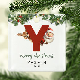 Kinderen Letter Y Monogram Kerstboom Metalen Ornament
