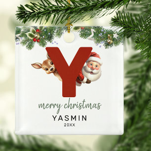 Kinderen Letter Y Monogram Kerstboom Metalen Ornament