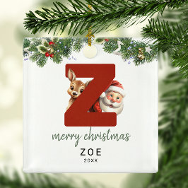 Kinderen Letter Z Monogram Kerstboom Metalen Ornament