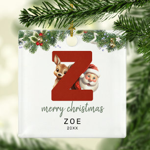 Kinderen Letter Z Monogram Kerstboom Metalen Ornament