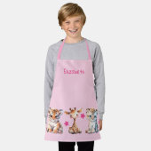 Kinderen leuk dier sterren naam roze schort (Gedragen)