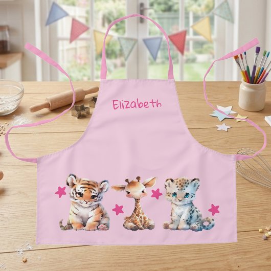 Kinderen leuk dier sterren naam roze schort