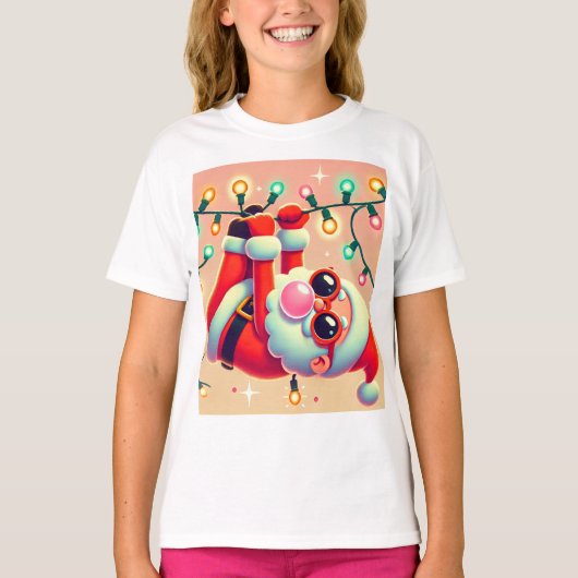 Kinderen Leuk Kerst T-shirt - Kerstman met een lam (Voorkant)