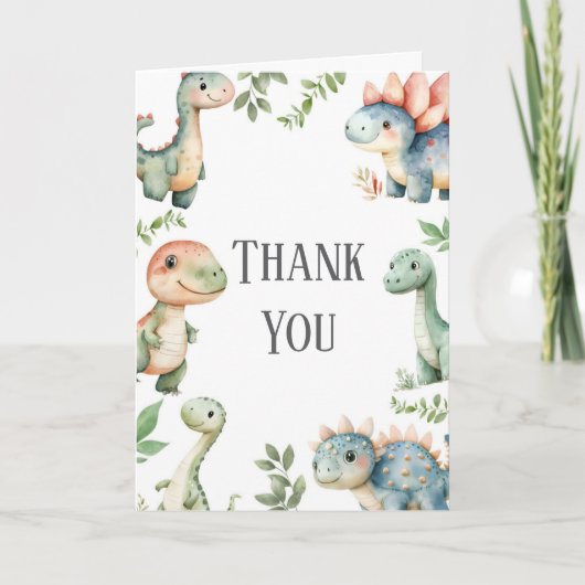 Kinderen Leuke Dinosaurus Thema Verjaardag Bedankt (Voorkant)