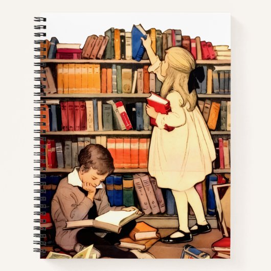 Kinderen lezen boeken uit de bibliotheek in een no (Voorkant)