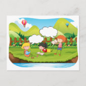 Kinderen lezen briefkaart (Voorkant)