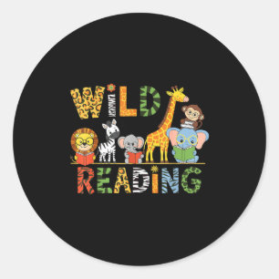 Kinderen lezen liefhebber wilde boeken lezen en bo ronde sticker
