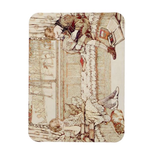  kinderen lezen magneet (Verticaal)