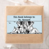 Kinderen Lezen onder een boomboekplaat Etiket (Insitu)