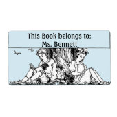 Kinderen Lezen onder een boomboekplaat Etiket (Voorkant)