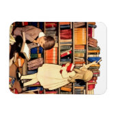 Kinderen lezen oude bibliotheekboeken magneet (Horizontaal)