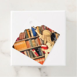 Kinderen lezen oude boeken uit de bibliotheek bedankjes labels