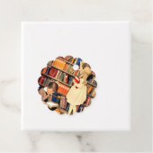 Kinderen lezen oude boeken uit de bibliotheek bedankjes labels (In situ)
