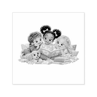 Kinderen lezen samen voorlezen zelfinktende stempel