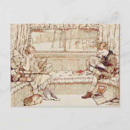  kinderen lezen uitnodiging briefkaart (Voorkant)