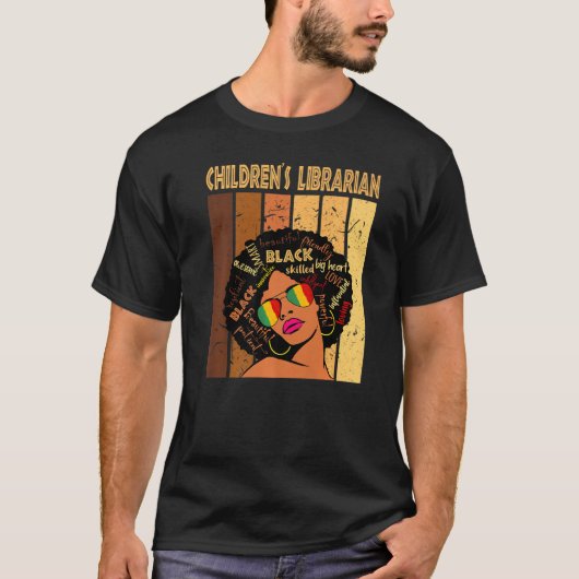 Kinderen Librarian Afro African American Black H T-shirt (Voorkant)