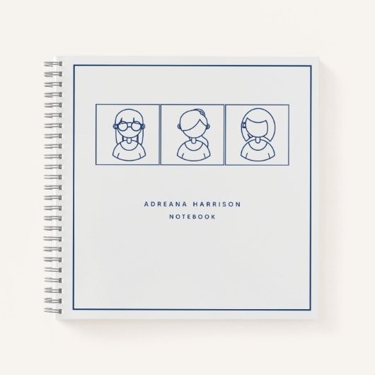 Kinderen Lijnkunst Moderne Minimalist Notitieboek (Voorkant)
