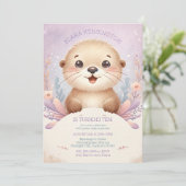 Kinderen Lila Zee Otter Leuk Verjaardagsfeest Kaart (Staand voorkant)