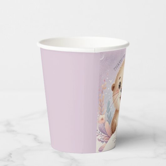 Kinderen Lila Zee Otter Leuk Verjaardagsfeest Papieren Bekers (Rechts)