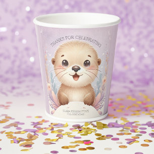 Kinderen Lila Zee Otter Leuk Verjaardagsfeest Papieren Bekers