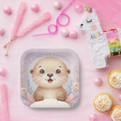 Kinderen Lila Zee Otter Leuk Verjaardagsfeest Papieren Bordje (Feest)