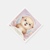 Kinderen Lila Zee Otter Leuk Verjaardagsfeest Servet (Hoek)