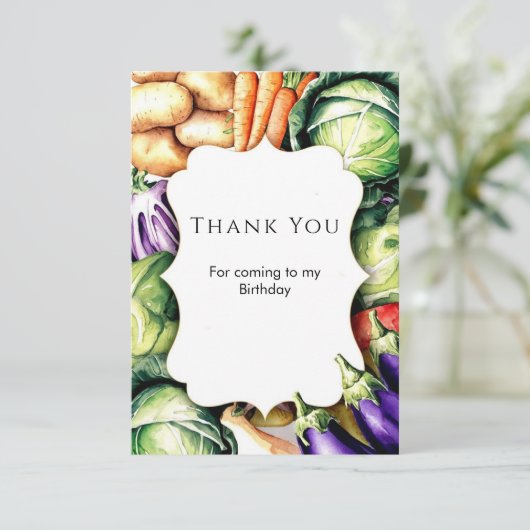 Kinderen Lokale Boerenmarkt Verjaardag Bedankkaart (Staand voorkant)