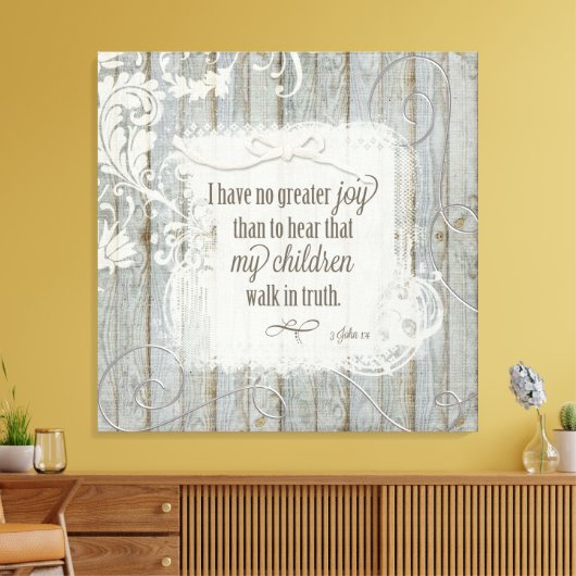 Kinderen lopen in waarheid - 3 John 1:4 Canvas Afdruk (Insitu (Woonkamer))