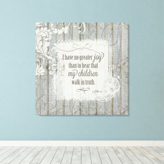 Kinderen lopen in waarheid - 3 John 1:4 Canvas Afdruk (Insitu (Houten vloer))
