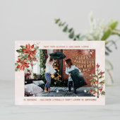 Kinderen luisteren | Funny kerstfotokaart Folie Feestdagenkaart (Staand Voorkant)