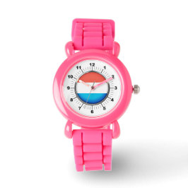Kinderen Luxemburgse vlag Roze Glitter Strap Horlo Horloge