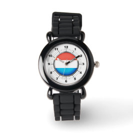 Kinderen Luxemburgse vlag Silver Glitter Strap Wat Horloge