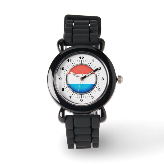 Kinderen Luxemburgse vlag Silver Glitter Strap Wat Horloge (Voorkant)