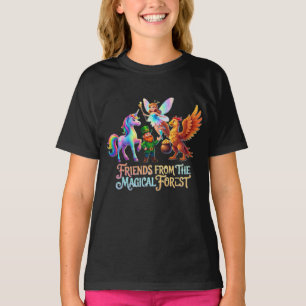Kinderen Magisch Bos Eenhoorn & Fee Zwart T-shirt