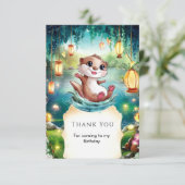 Kinderen Magische Otter Verjaardag Bedankkaart (Staand voorkant)