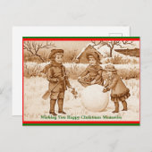  kinderen maken sneeuwman herinneringen Briefkaart (Voorkant / Achterkant)