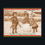 kinderen maken Snowman Memories Briefkaart<br><div class="desc">Dit briefkaart is warm,  smaakvol,  stil en geweldig voor iedereen van leeftijd - voor degenen die in de sneeuw spelen en sneeuwpoppen maken,  en die ouder zijn,  maar nog steeds hun prachtige herinneringen hebben.</div>
