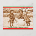 kinderen maken Snowman Memories Briefkaart<br><div class="desc">Dit briefkaart is warm,  smaakvol,  stil en geweldig voor iedereen van leeftijd - voor degenen die in de sneeuw spelen en sneeuwpoppen maken,  en die ouder zijn,  maar nog steeds hun prachtige herinneringen hebben.</div>