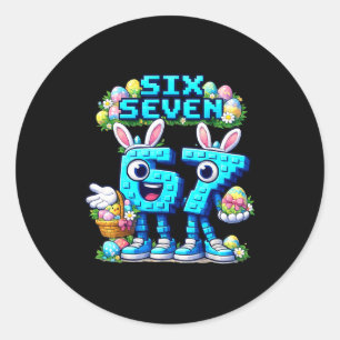 Kinderen meme 67 zes zeven 6 7 pasen dag ronde sticker
