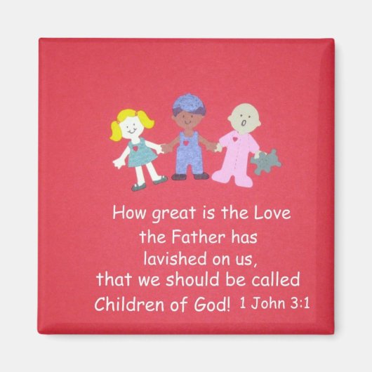 Kinderen met Bijbelvers Magneet (Voorkant)