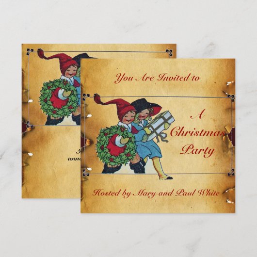 KINDEREN MET CHRISTMAS GIFTS champagne metallic Kaart (Voorkant / Achterkant)