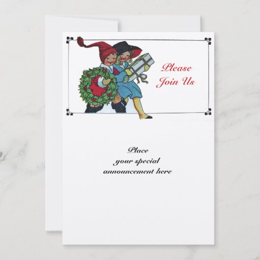 KINDEREN MET CHRISTMAS GIFTS - champagne metallic Kaart (Achterkant)