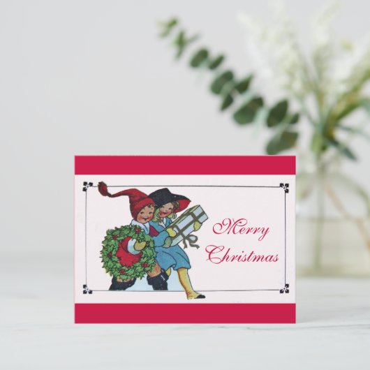 KINDEREN MET CHRISTMASGIFTEN FEESTDAGENKAART (Staand voorkant)