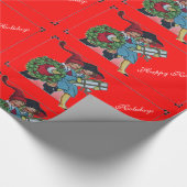 KINDEREN MET CHRISTMASGIFTEN, rood Cadeaupapier (Hoek)