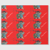 KINDEREN MET CHRISTMASGIFTEN, rood Cadeaupapier (Vlak)